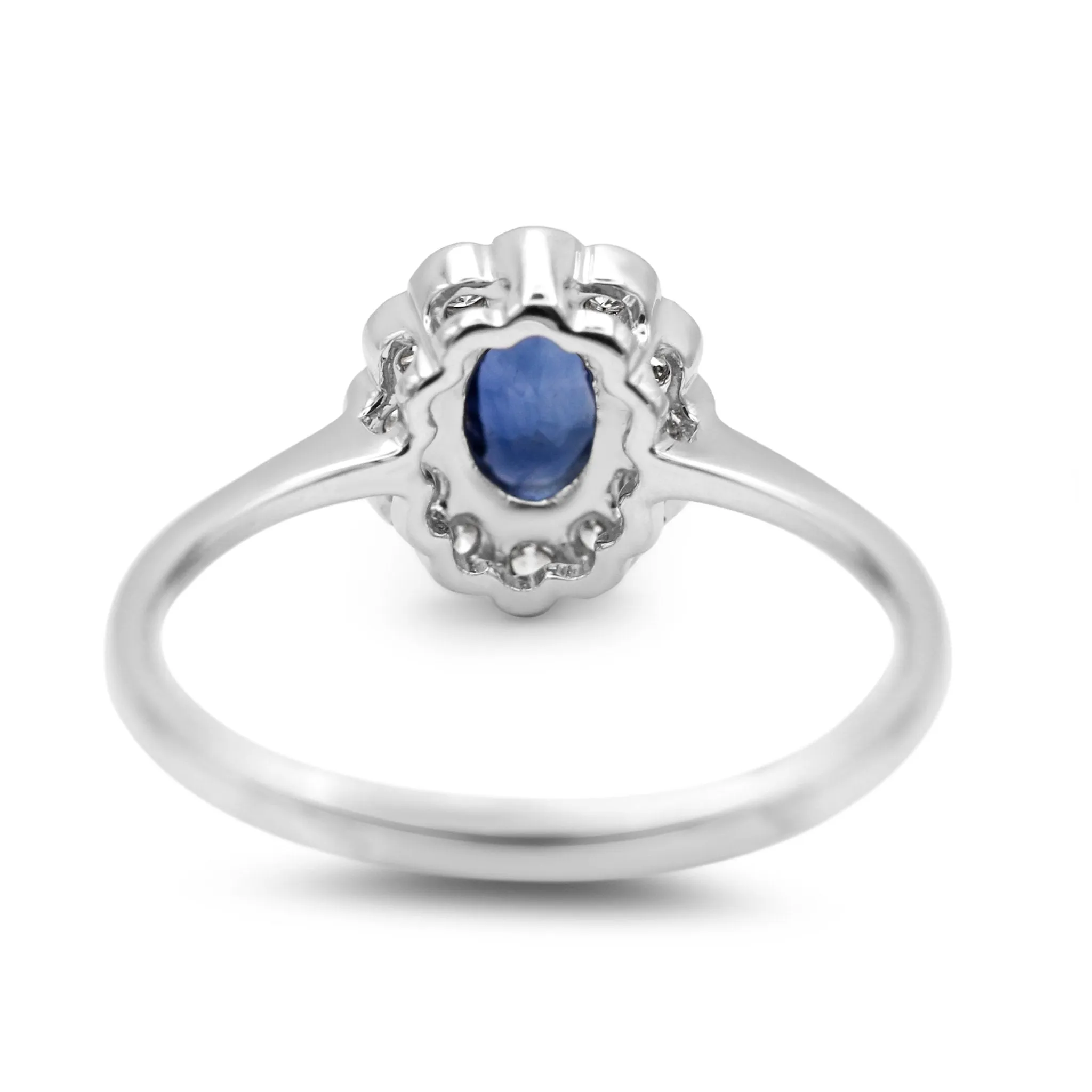 18ct White Gold Diamond & Sapphire Cluster Ring
