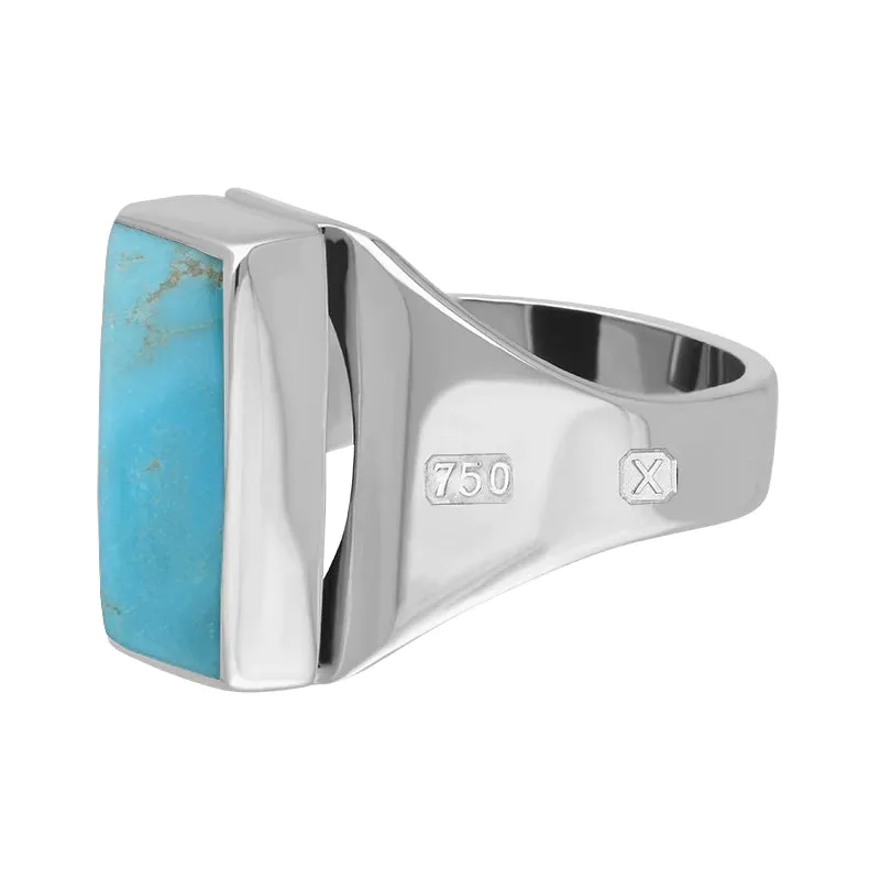 18ct White Gold Turquoise Hallmark Small Oblong Ring