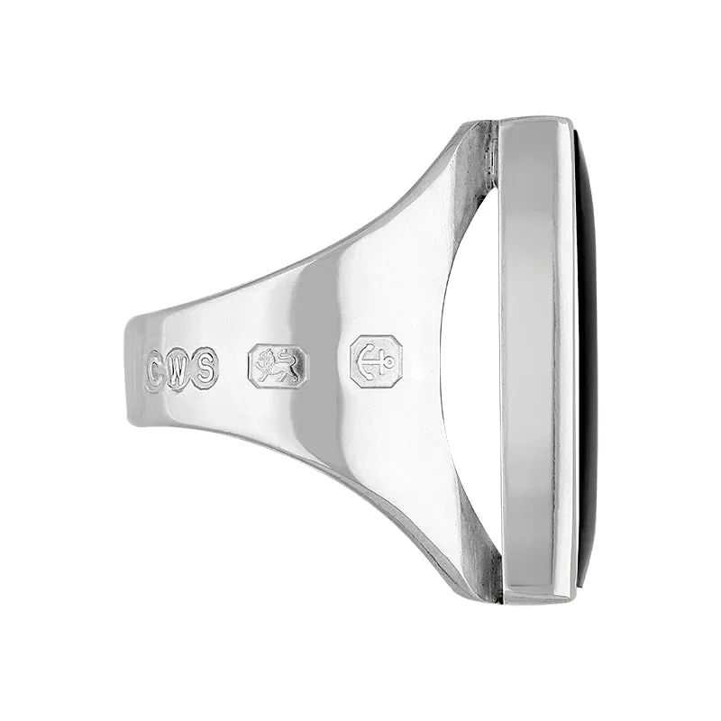18ct White Gold Whitby Jet Hallmark Medium Square Ring