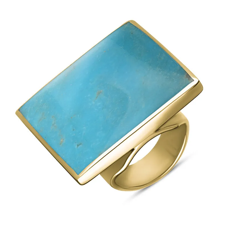 18ct Yellow Gold Turquoise Hallmark Large Square Ring