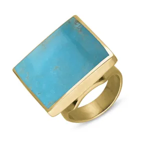 18ct Yellow Gold Turquoise Hallmark Medium Square Ring