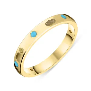18ct Yellow Gold Turquoise King's Coronation Hallmark 3mm Ring D