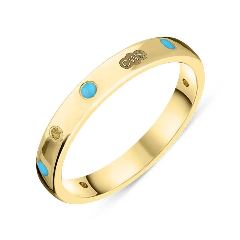 18ct Yellow Gold Turquoise King's Coronation Hallmark 3mm Ring D
