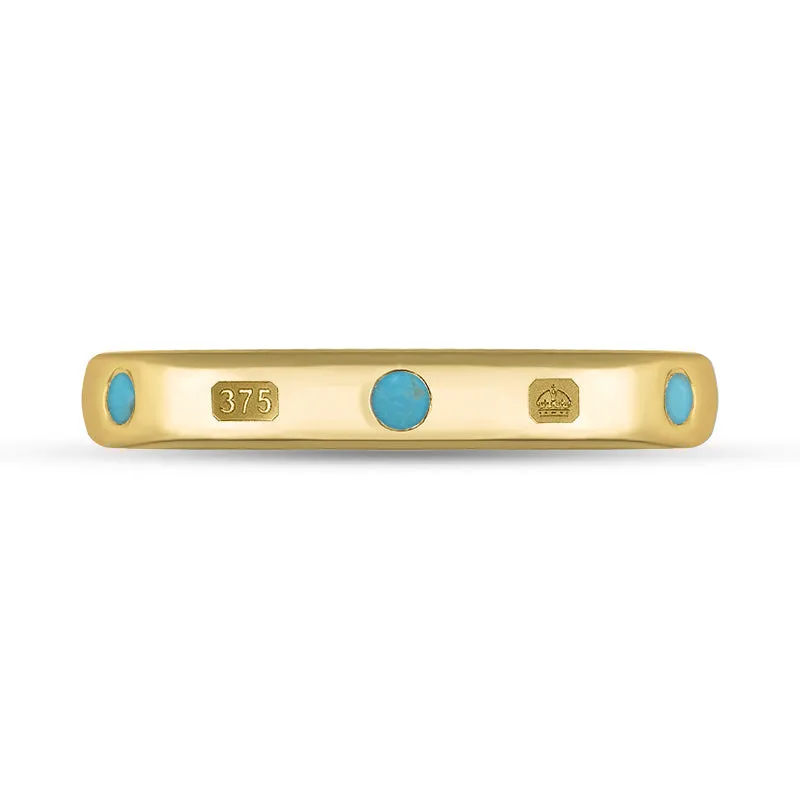 18ct Yellow Gold Turquoise King's Coronation Hallmark 3mm Ring D