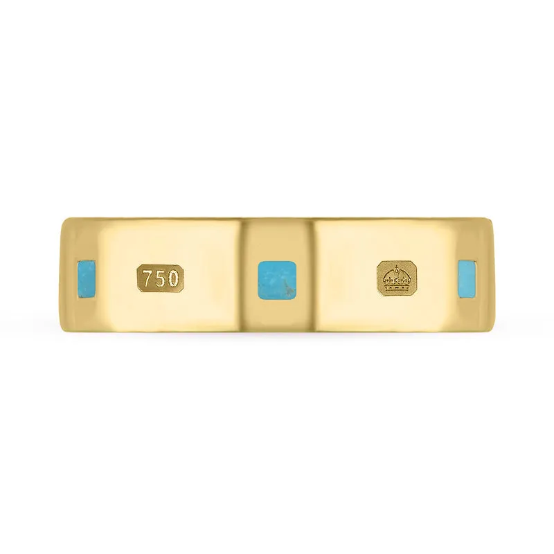 18ct Yellow Gold Turquoise Queen's Jubilee Hallmark Princess Cut 6mm Ring D