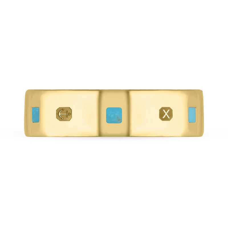 18ct Yellow Gold Turquoise Queen's Jubilee Hallmark Princess Cut 6mm Ring D