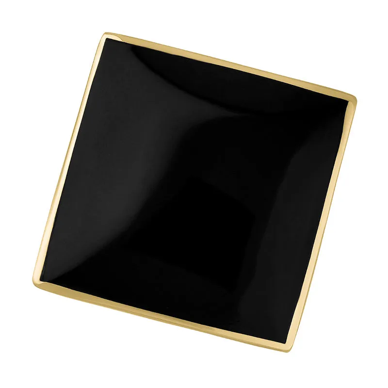 18ct Yellow Gold Whitby Jet Hallmark Large Rhombus Ring
