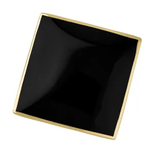 18ct Yellow Gold Whitby Jet Hallmark Large Rhombus Ring