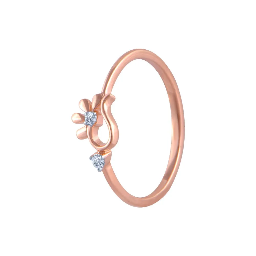 18k (750) Rose Gold And Diamond Ring For Women