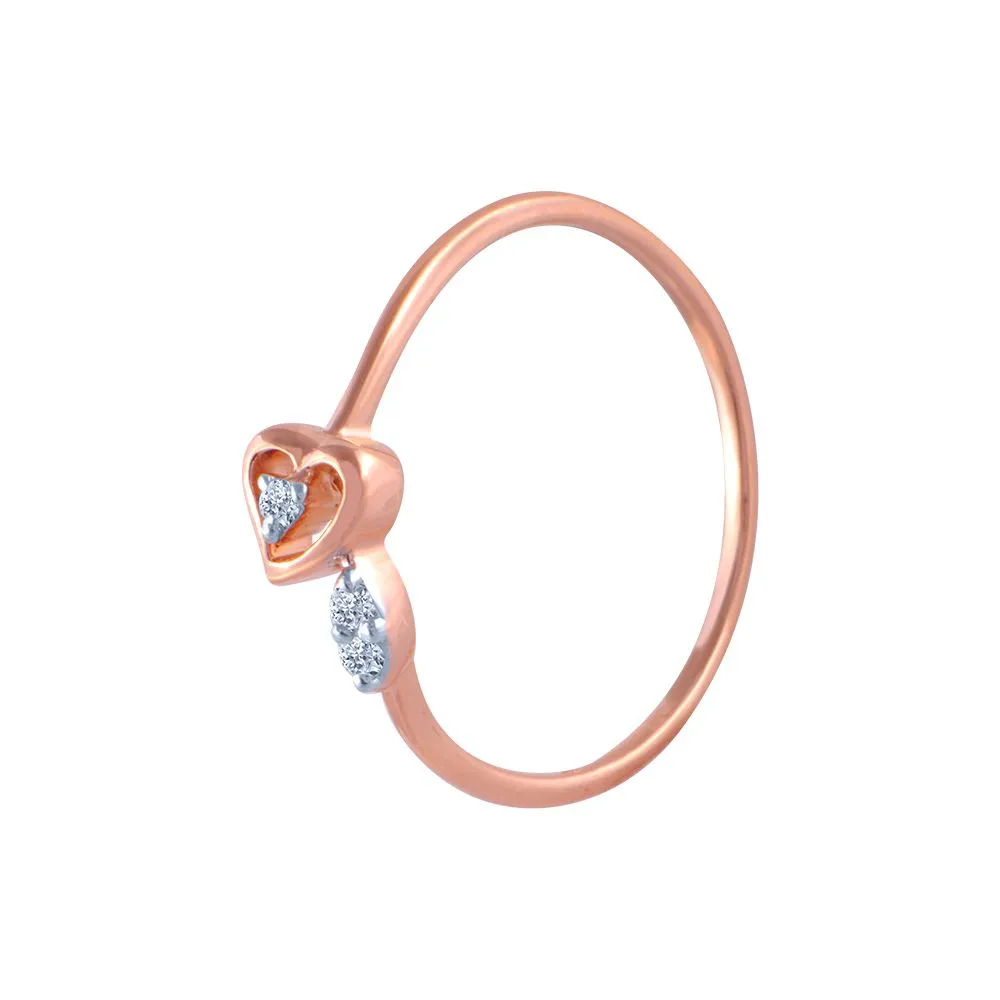 18k (750) Rose Gold And Diamond Ring For Women