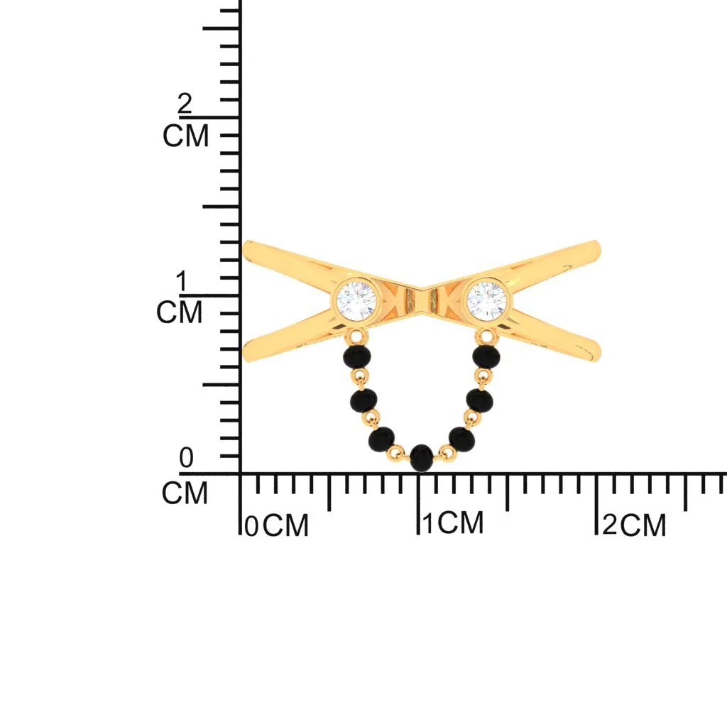 18k Dainty Gold Mangalsutra Ring With Two Diamonds From Pc Chandra