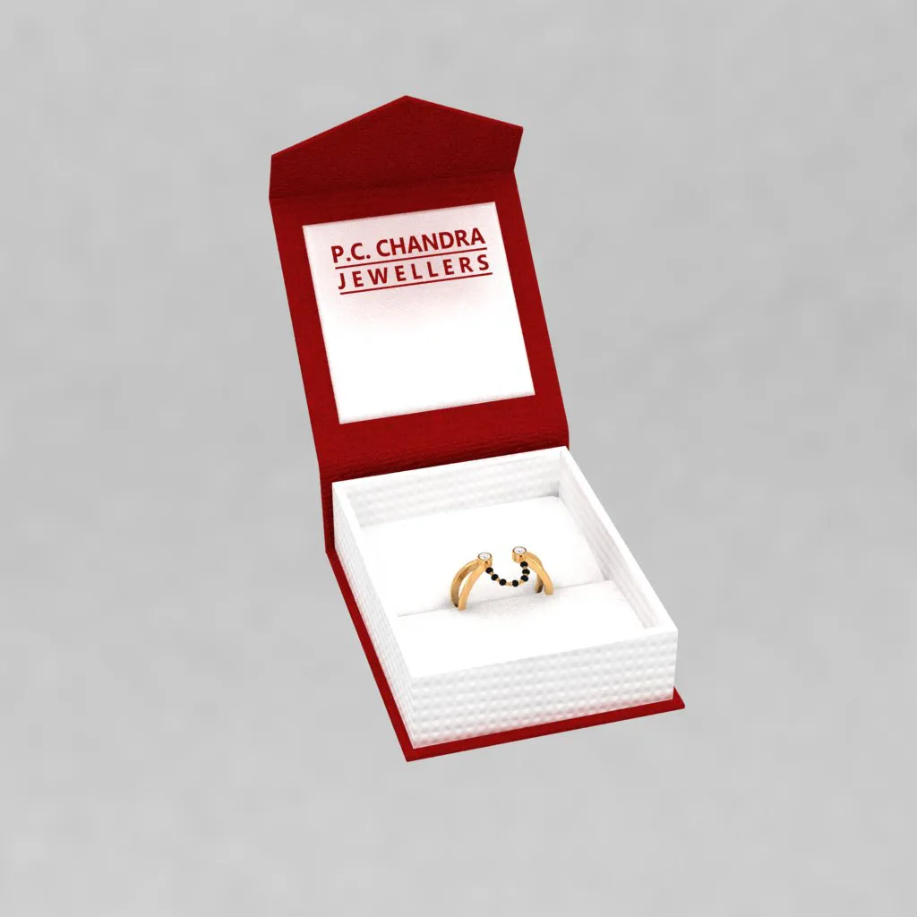 18k Dainty Gold Mangalsutra Ring With Two Diamonds From Pc Chandra