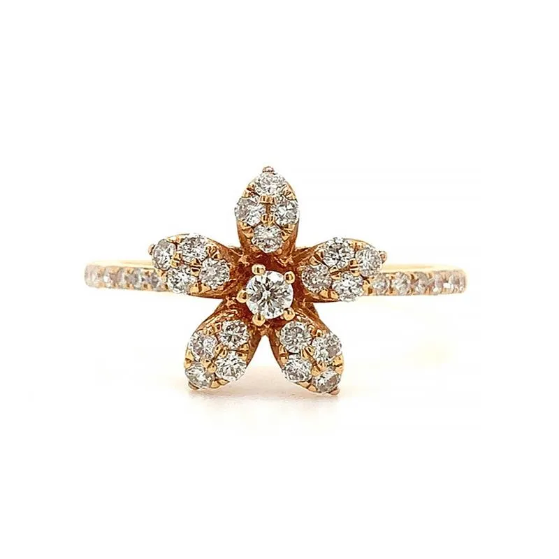 18K Rose Gold 0.46ct Diamond Flower Ring