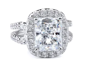 18K White Gold Halo Radiant Natural Diamonds Natural Diamonds Engagement Ring