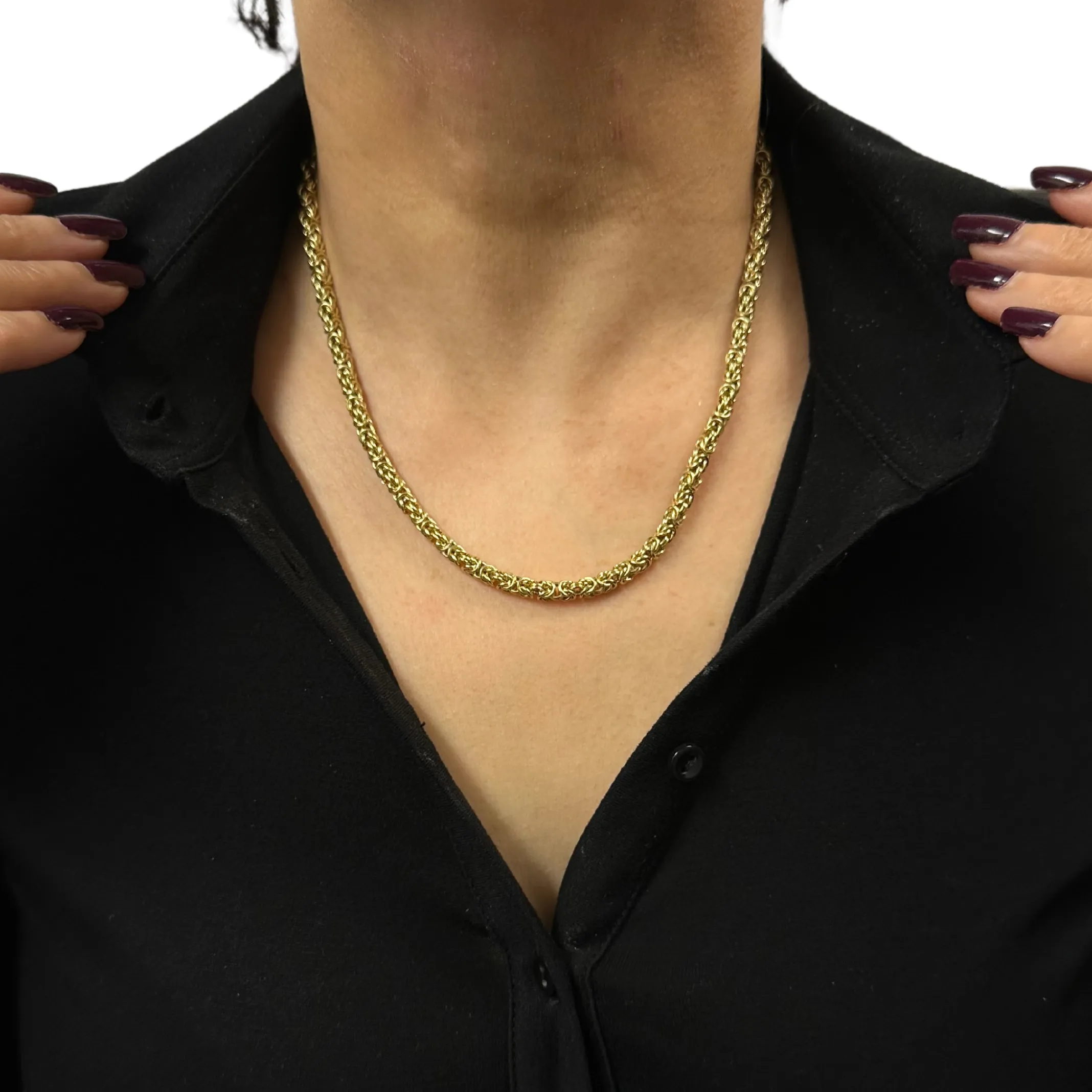 18K Yellow Gold Byzantine Link Necklace