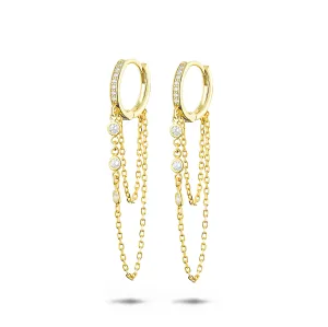 18k yellow gold earrings assembled with zirconium oxide