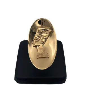 18k yellow gold Oval ring Nefertiti bust