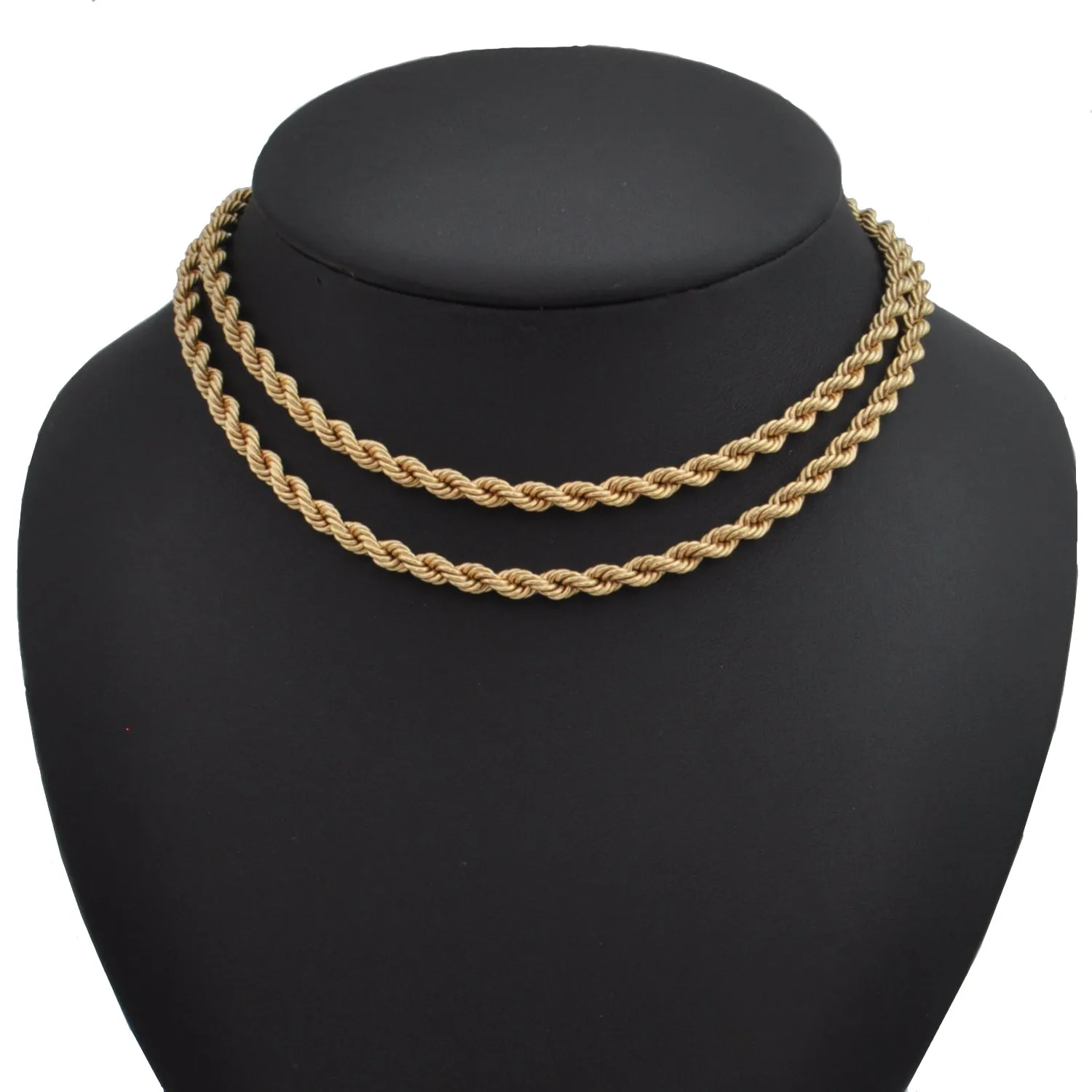 18K Yellow Gold Rope Link Necklace 30"