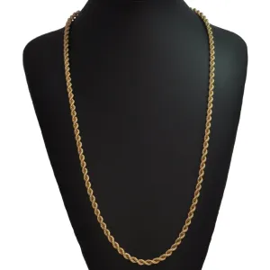 18K Yellow Gold Rope Link Necklace 30"