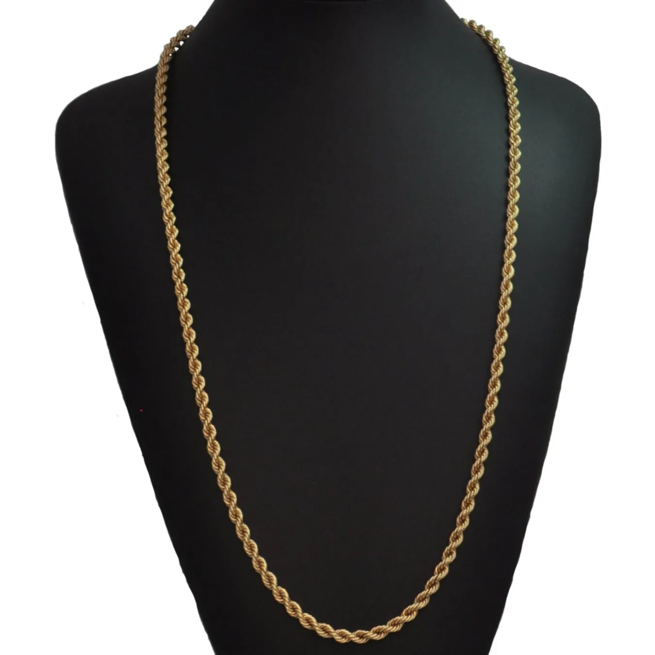 18K Yellow Gold Rope Link Necklace 30"