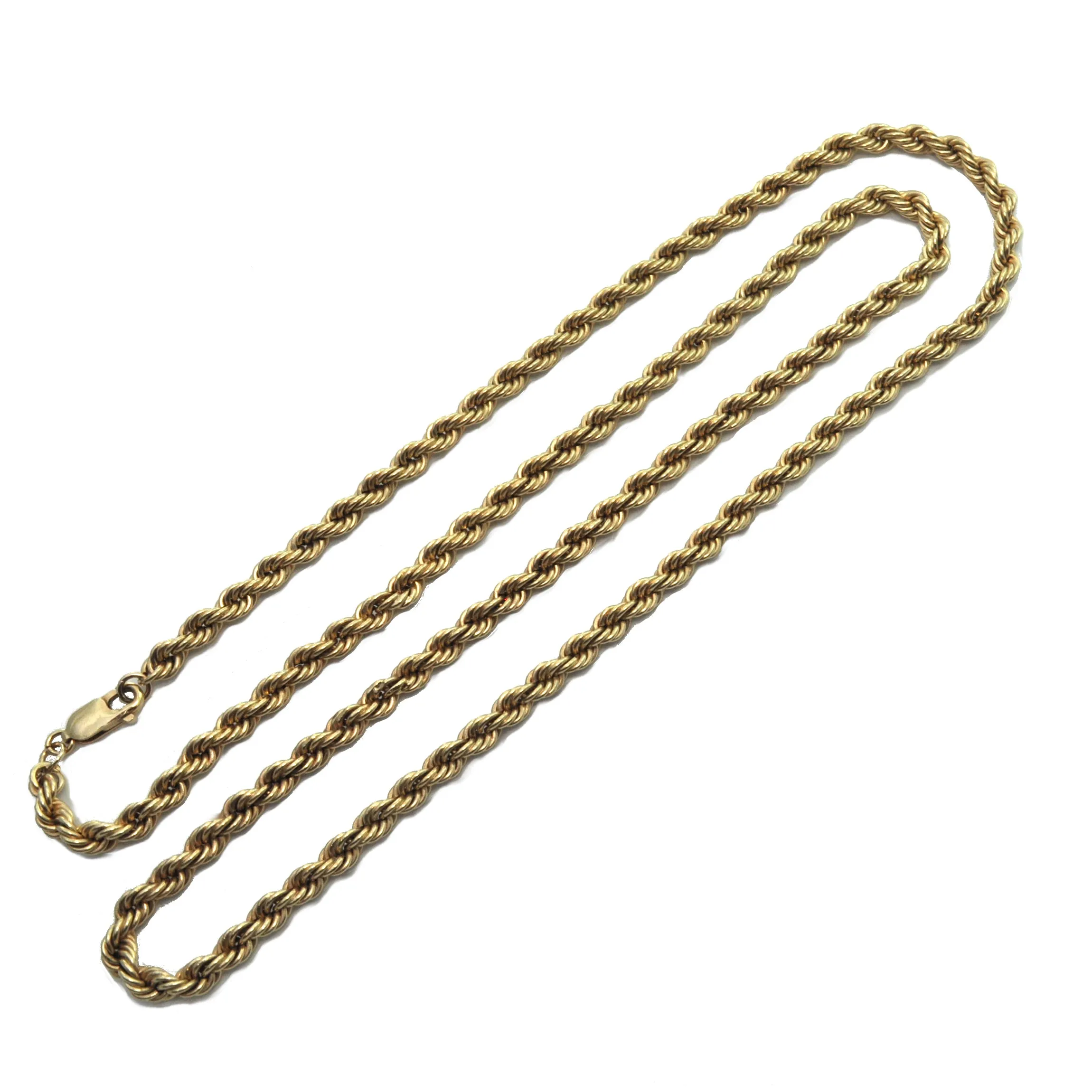 18K Yellow Gold Rope Link Necklace 30"