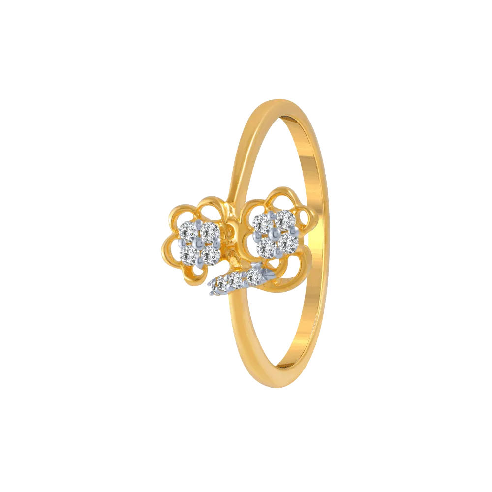 18KT (750) Yellow Gold And Diamond Ring For Women