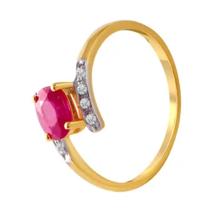 18KT (750) Yellow Gold And Diamond Ring For Women