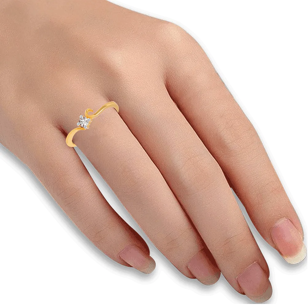 18KT (750) Yellow Gold And Diamond Ring For Women
