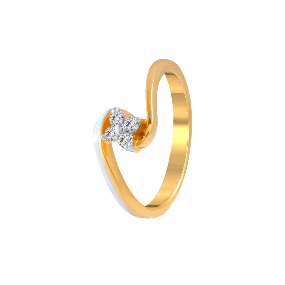 18KT (750) Yellow Gold And Diamond Ring For Women
