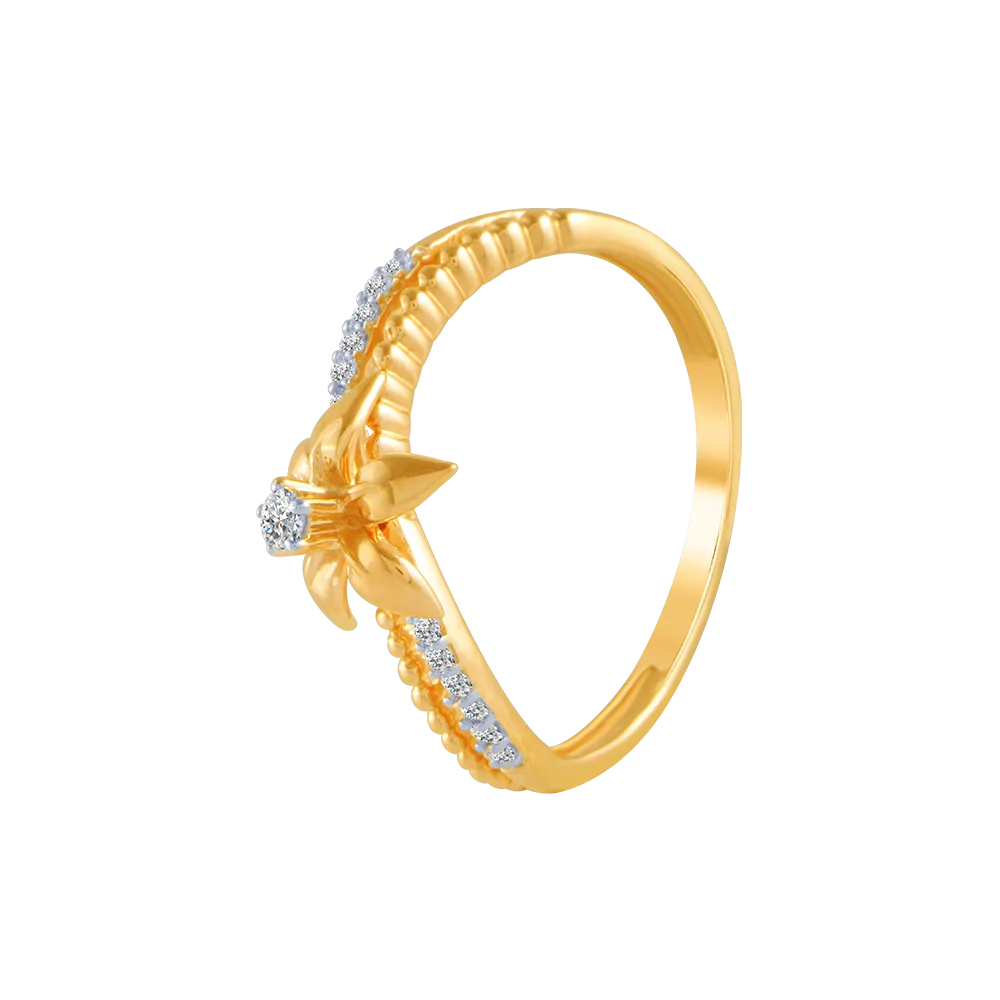 18KT (750) Yellow Gold And Diamond Ring For Women