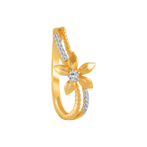 18KT (750) Yellow Gold And Diamond Ring For Women
