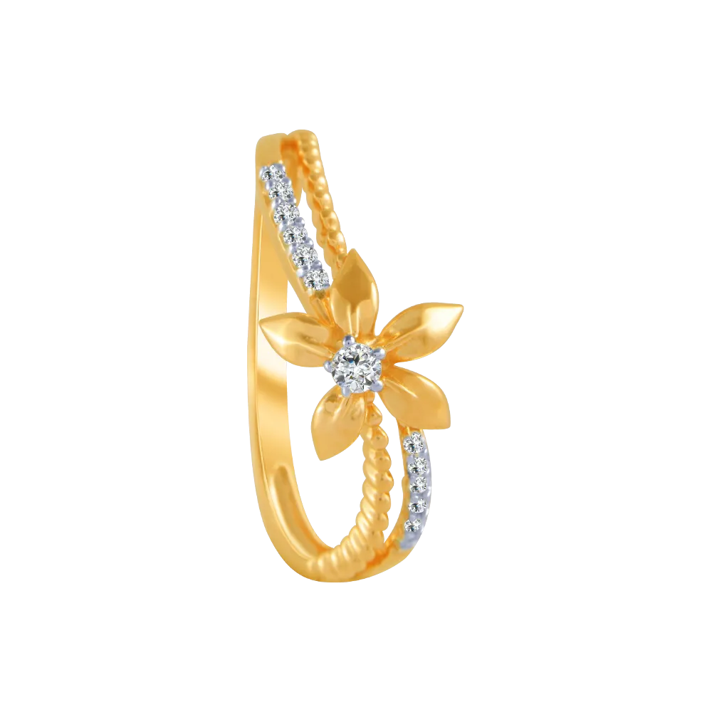 18KT (750) Yellow Gold And Diamond Ring For Women
