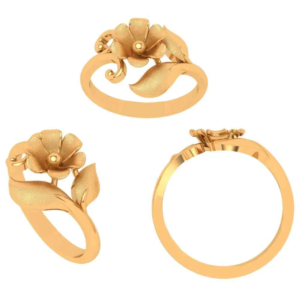 22k Floral Themed Gold Rings Design For Women