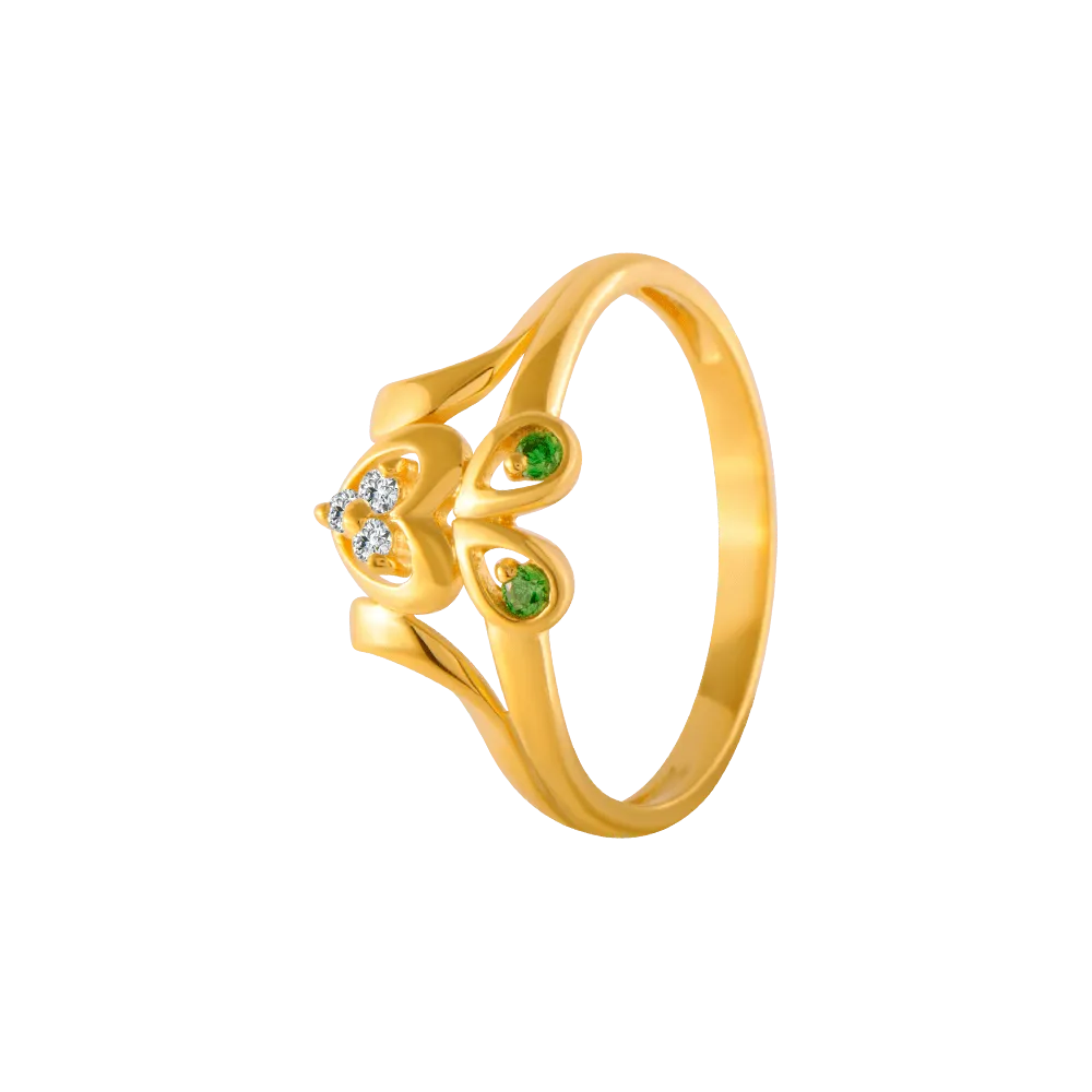 22KT Yellow Gold And American Diamond Ring For Women