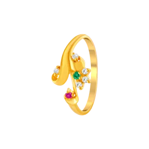 22KT Yellow Gold And American Diamond Ring For Women