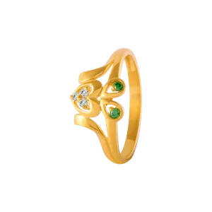 22KT Yellow Gold And American Diamond Ring For Women