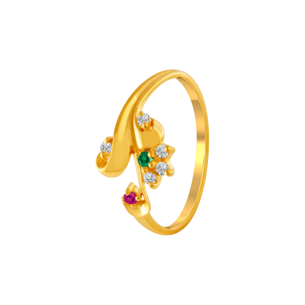 22KT Yellow Gold And American Diamond Ring For Women