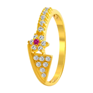 22KT Yellow Gold And American Diamond Ring For Women