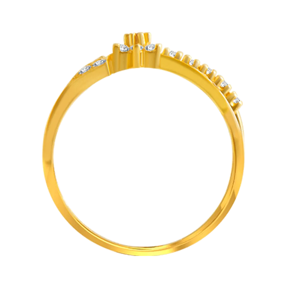 22KT Yellow Gold And American Diamond Ring For Women