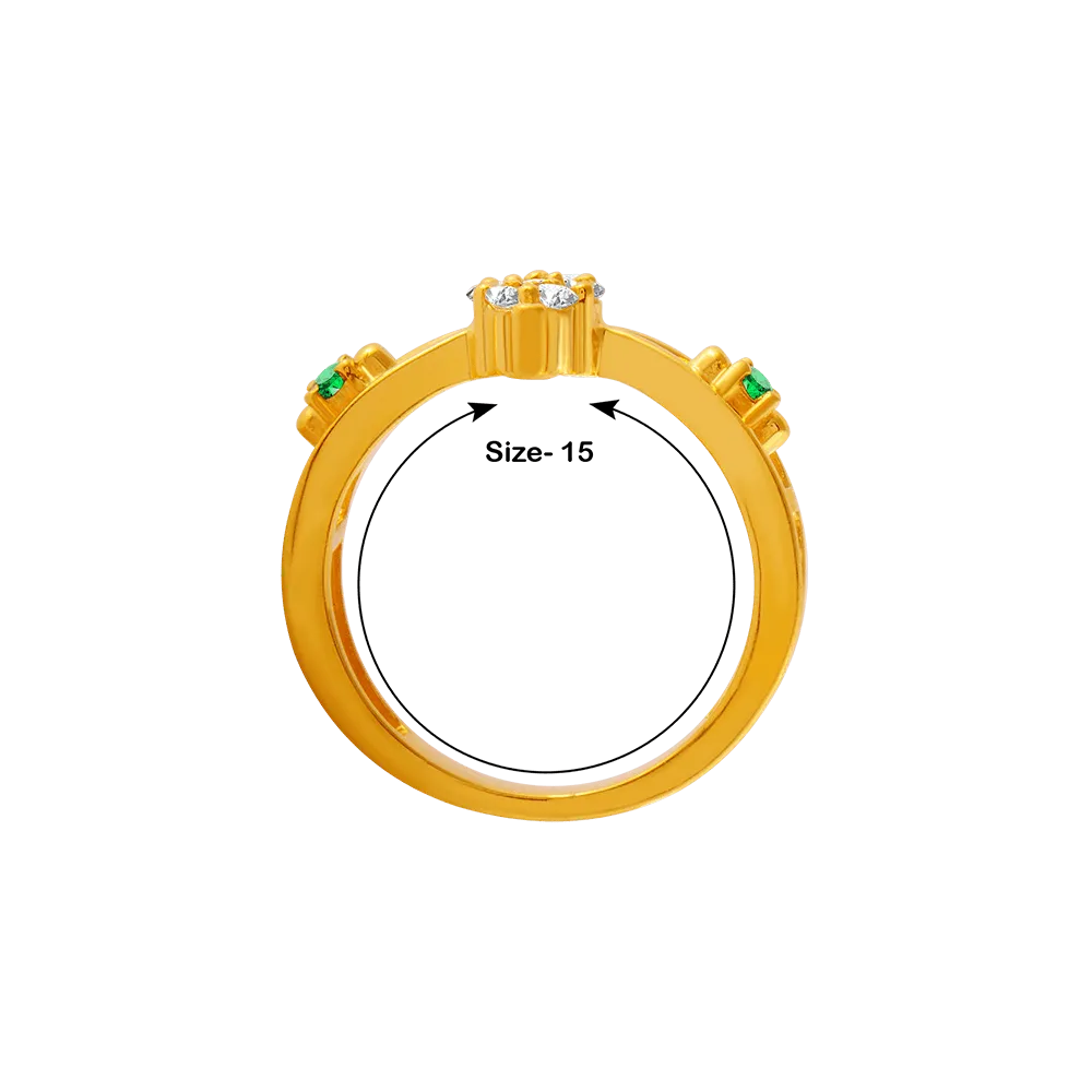22KT Yellow Gold And American Diamond Ring For Women