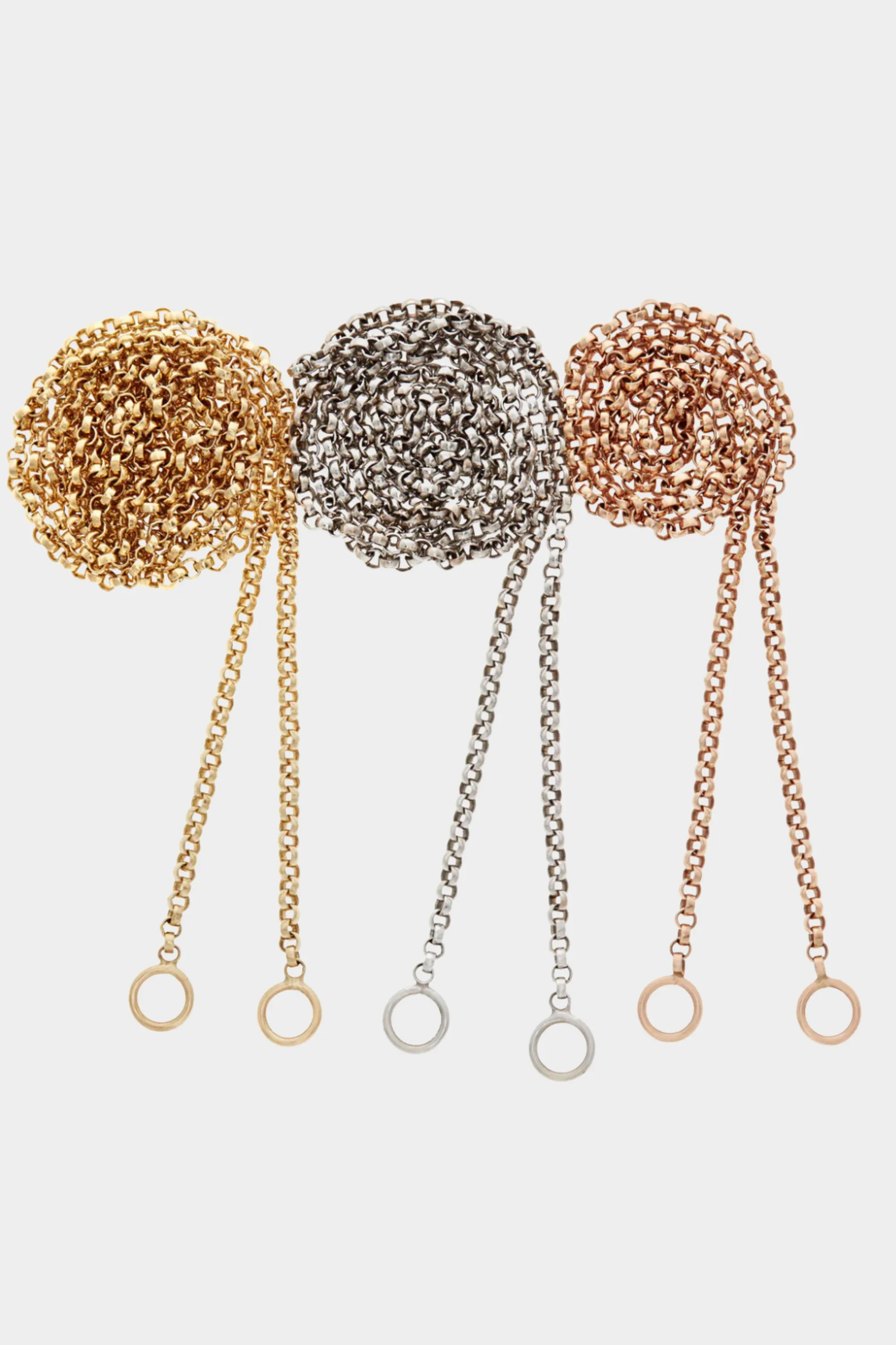 3-Loop Rolo Chain Necklace, Yellow Gold