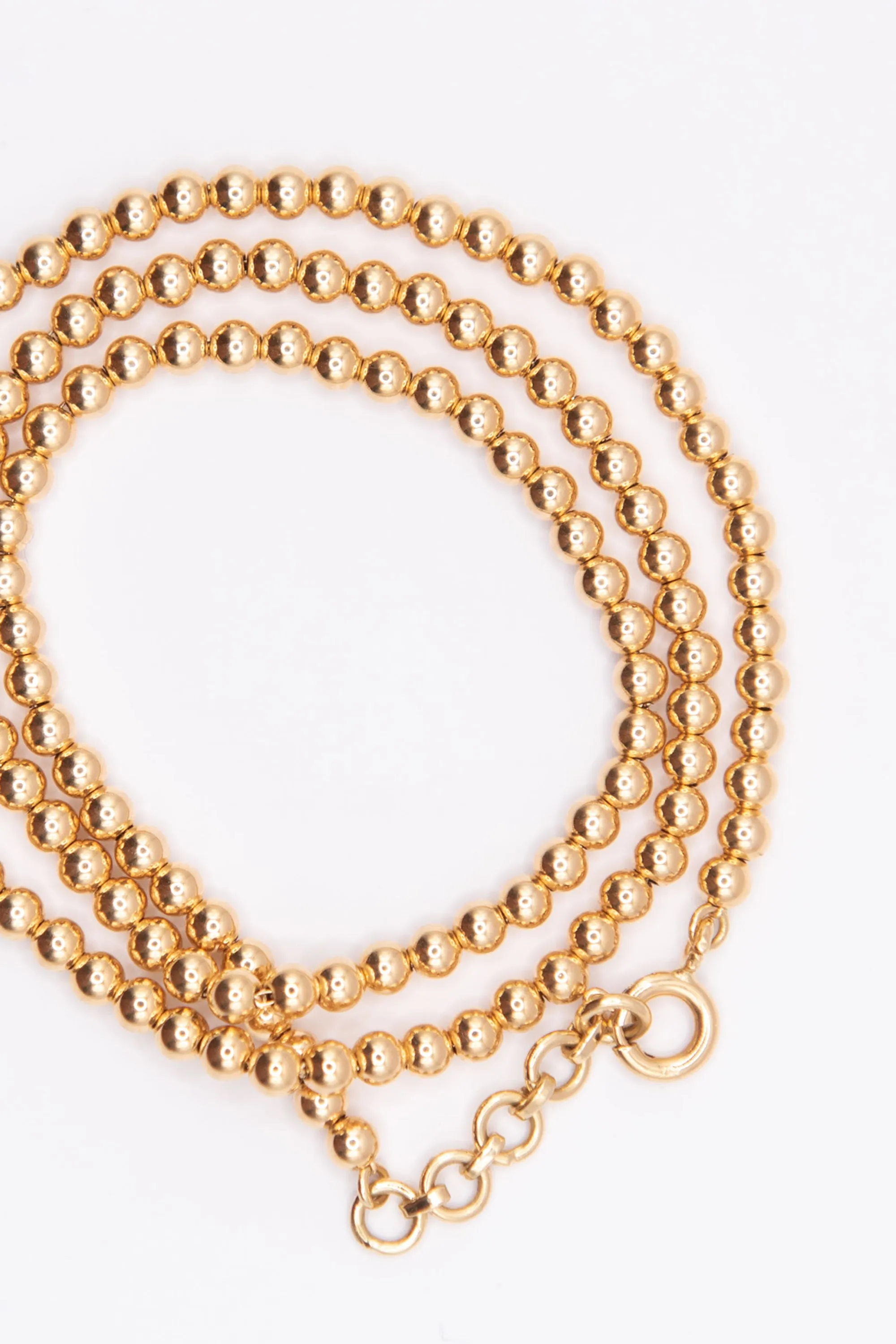 3mm Beads Necklace, Yellow Gold