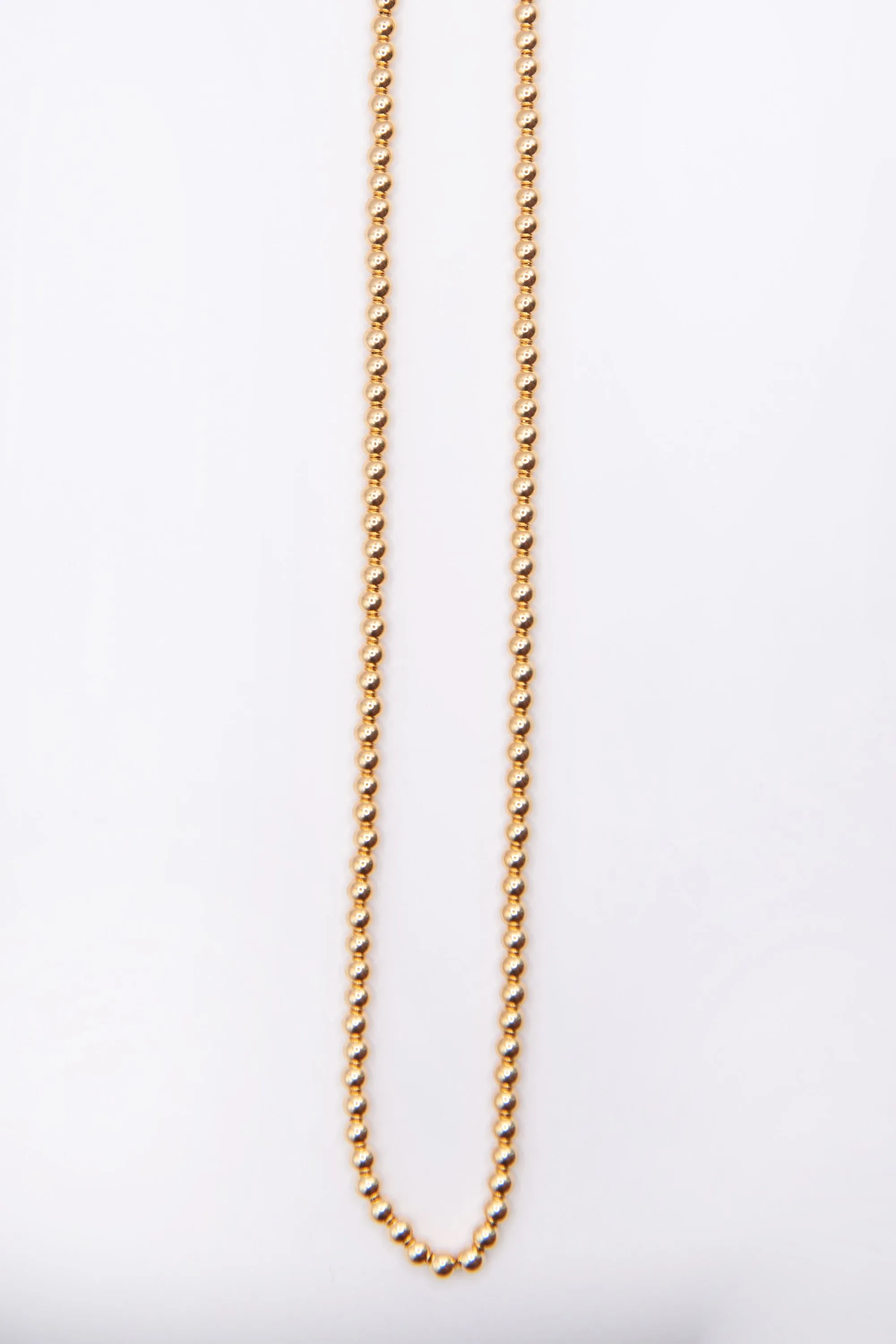 3mm Beads Necklace, Yellow Gold