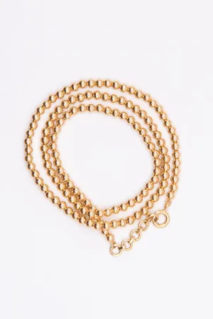 3mm Beads Necklace, Yellow Gold