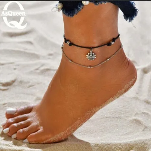 3PCS/Set Bohemian Eagle Sequins Anklets For Women Fashion Gold Color Bracelet Anklet on the Leg Beach Foot Accessories Wholesale