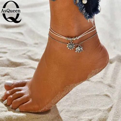 3PCS/Set Bohemian Eagle Sequins Anklets For Women Fashion Gold Color Bracelet Anklet on the Leg Beach Foot Accessories Wholesale