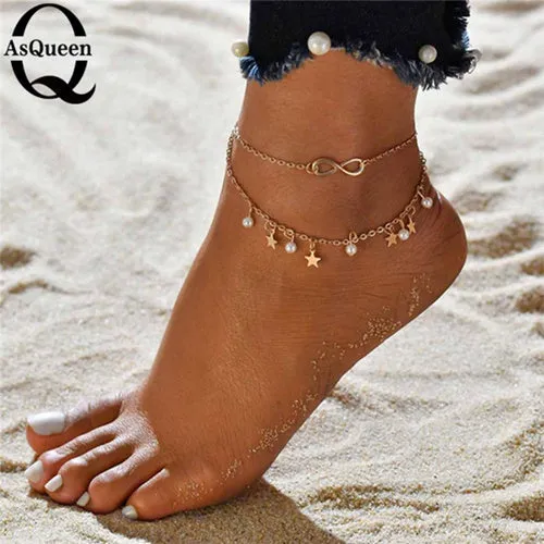 3PCS/Set Bohemian Eagle Sequins Anklets For Women Fashion Gold Color Bracelet Anklet on the Leg Beach Foot Accessories Wholesale