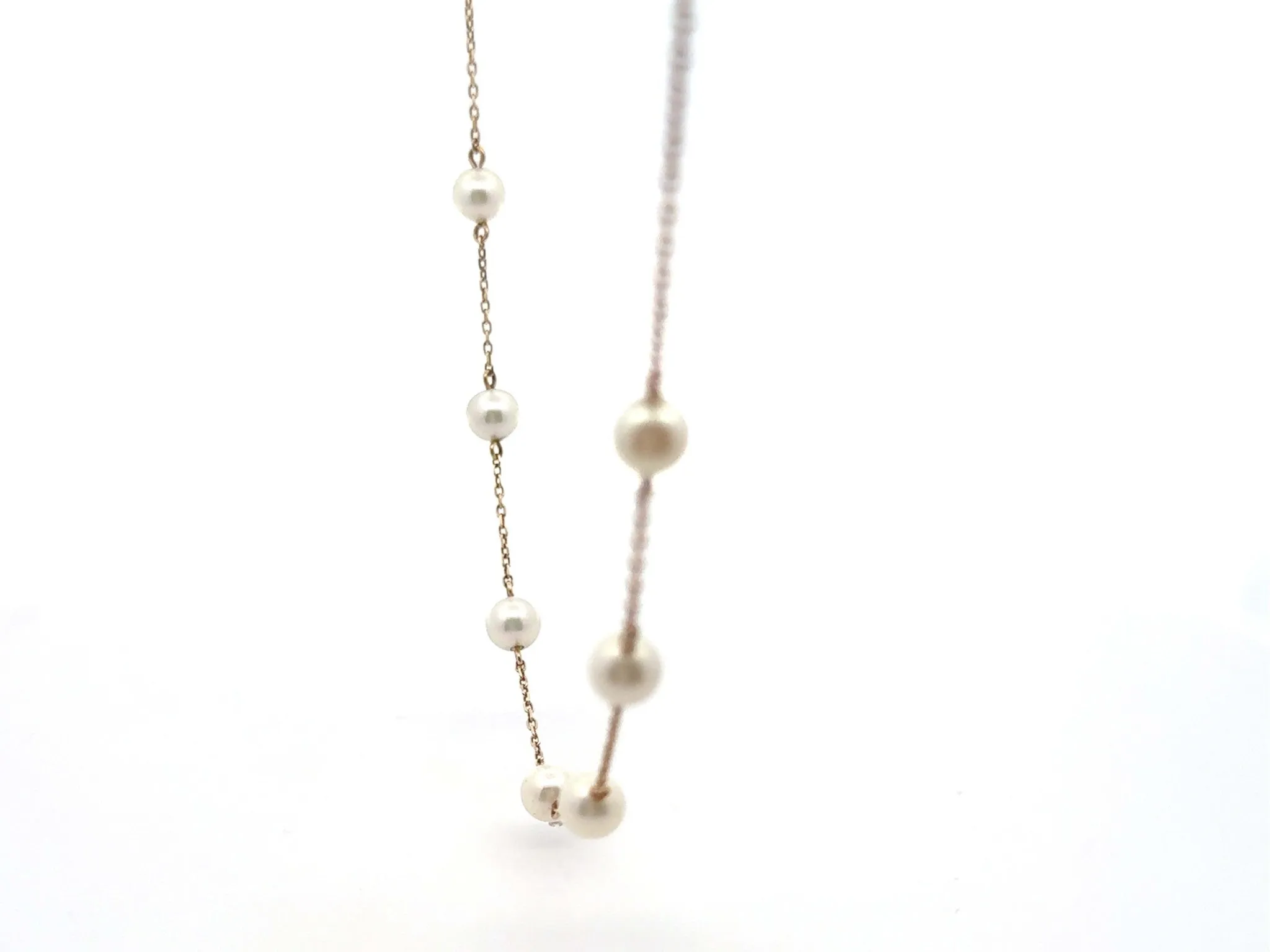 7 Pearl Chain Necklace 18K Yellow Gold