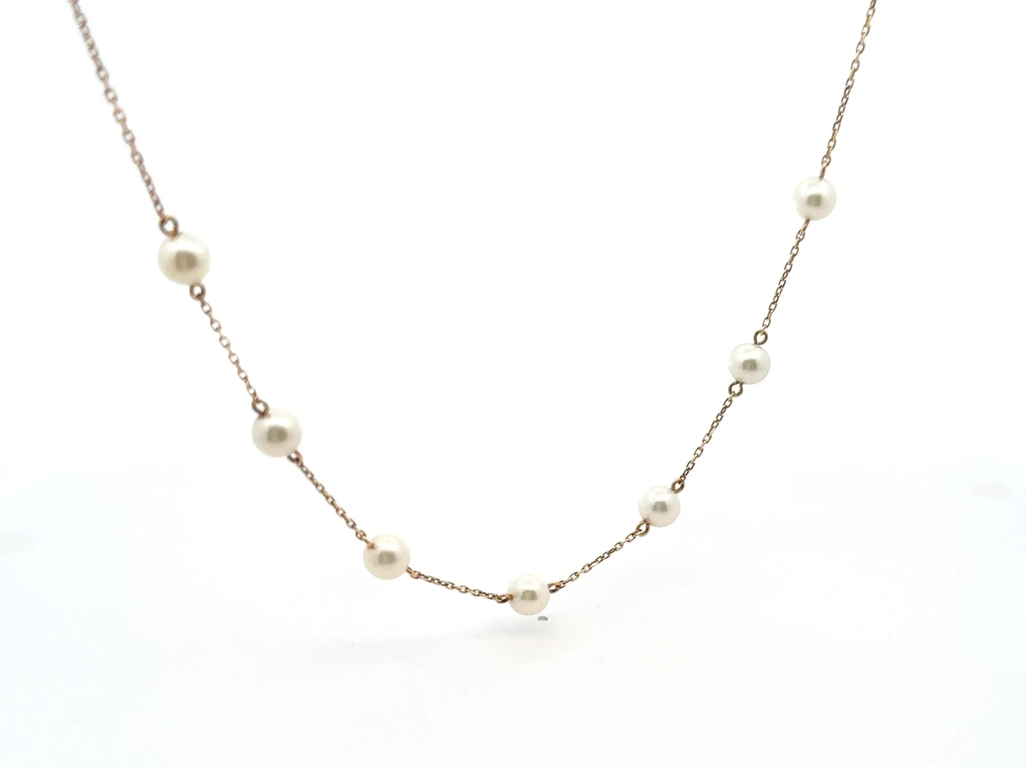 7 Pearl Chain Necklace 18K Yellow Gold