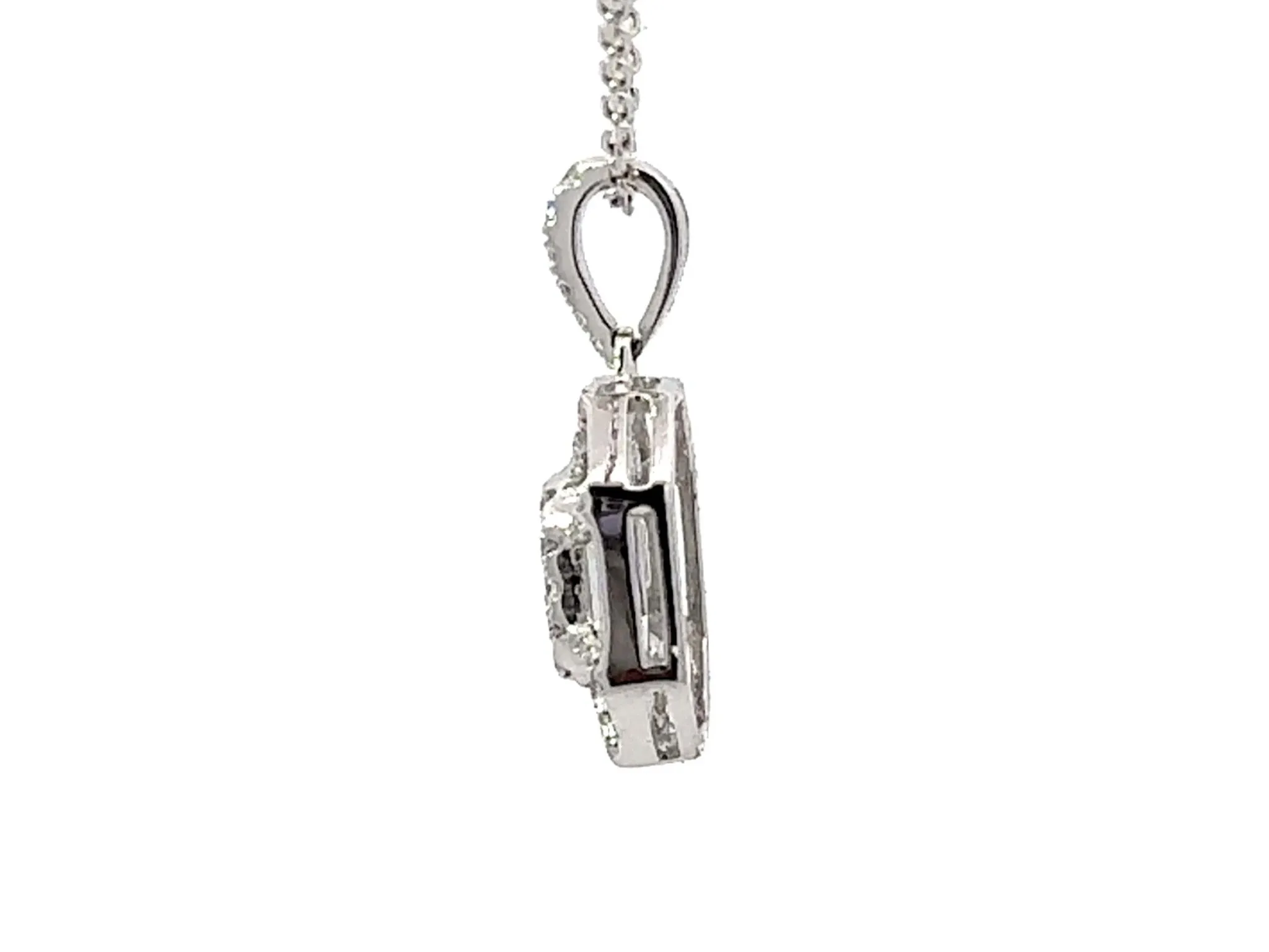 9 Piece Emerald Diamond Pendant Necklace 18k White Gold